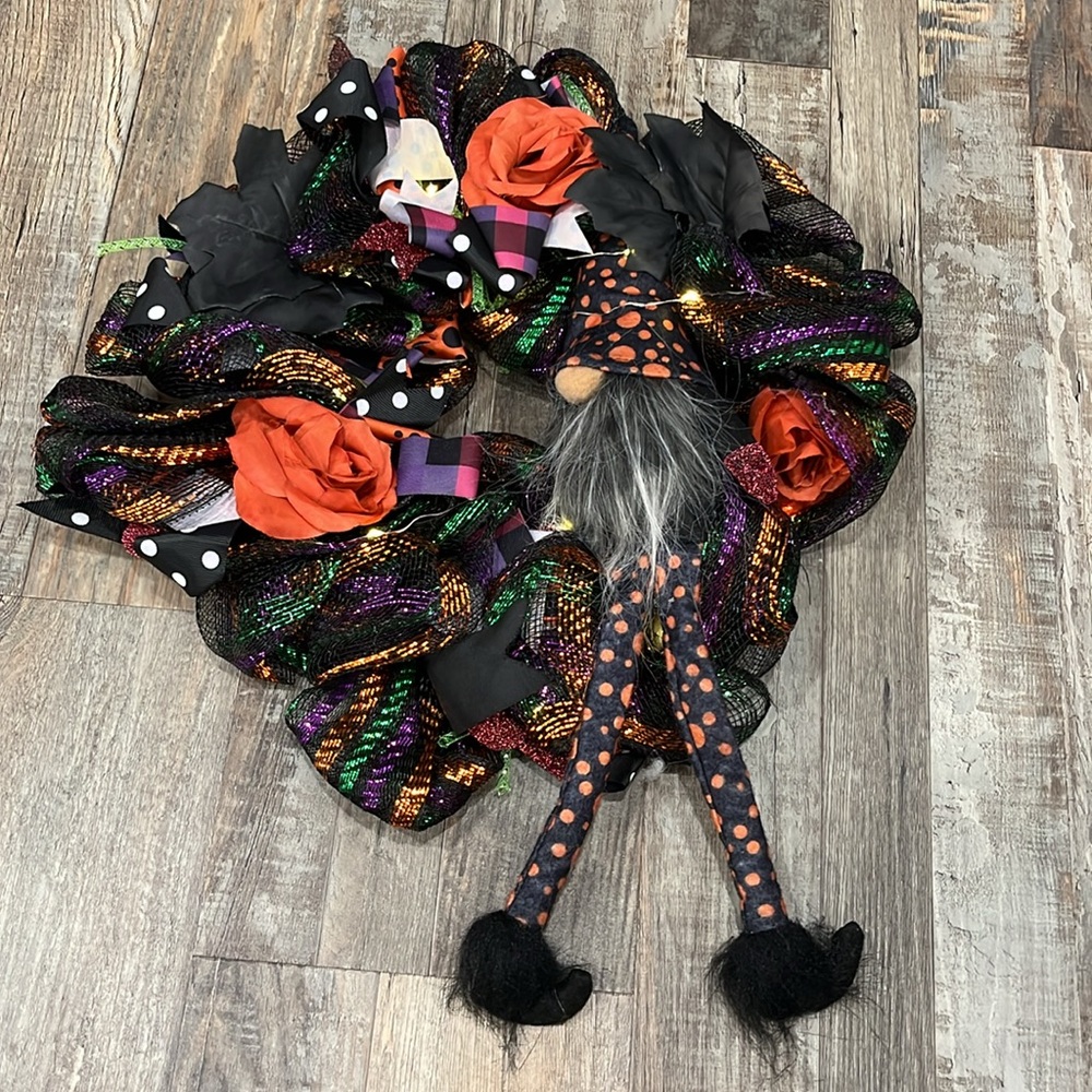 Halloween Troll Three Light Control Wreath